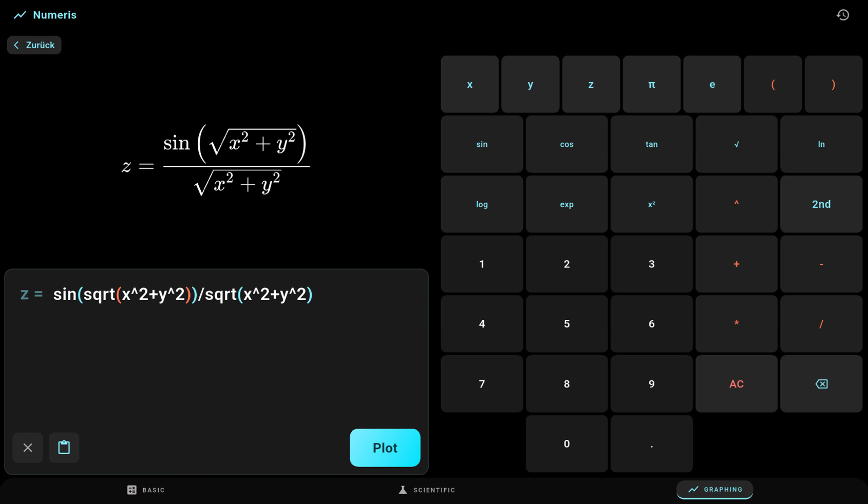 Numeris — Scientific-Modus mit Live-LaTeX-Vorschau